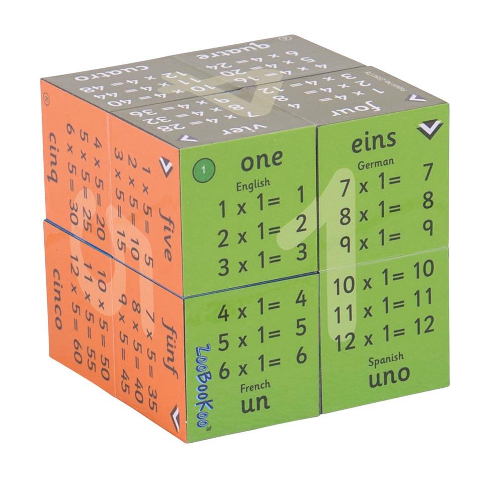 1 - 12 Times Tables Cubebook (English French German & Spanish)